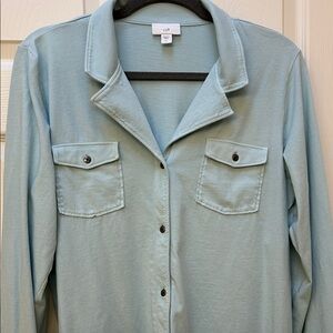 J. Jill Light Green Women's Casual Button-Down Shirt Size Large